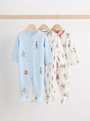 Blue Cath Kidston Cars Baby 100% Cotton Sleepsuits 3 Pack - Image 1 of 12