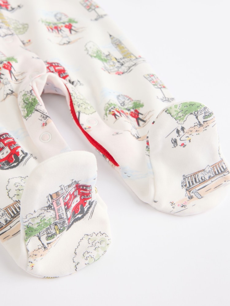 Blue Cath Kidston Cars Baby 100% Cotton Sleepsuits 3 Pack - Image 11 of 12