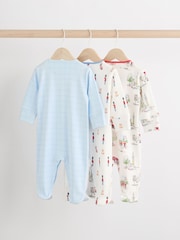 Blue Cath Kidston Cars Baby 100% Cotton Sleepsuits 3 Pack - Image 2 of 12