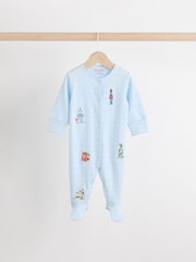 Blue Cath Kidston Cars Baby 100% Cotton Sleepsuits 3 Pack - Image 3 of 12