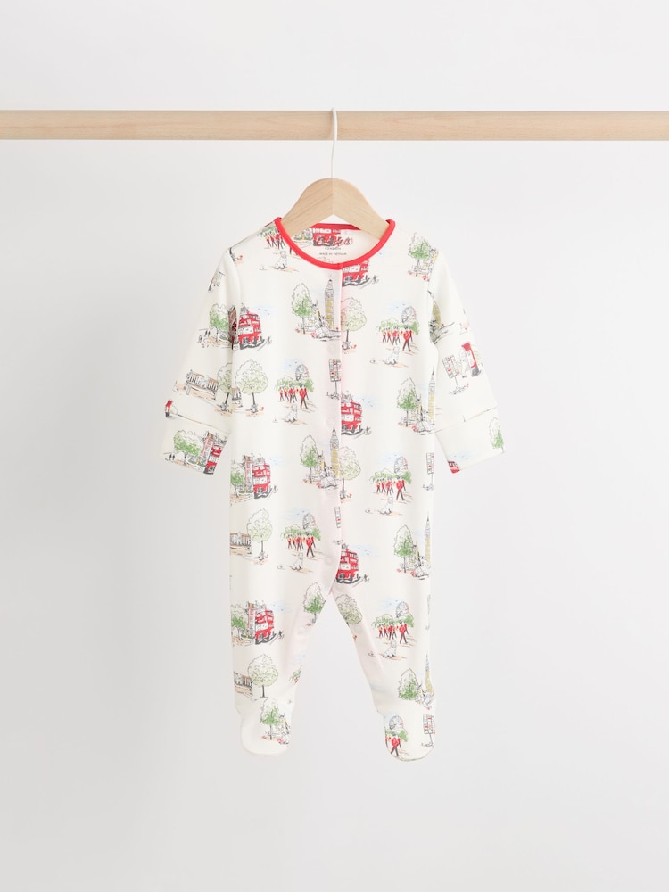 Blue Cath Kidston Cars Baby 100% Cotton Sleepsuits 3 Pack - Image 6 of 12