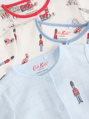 Blue Cath Kidston Cars Baby 100% Cotton Sleepsuits 3 Pack - Image 7 of 12