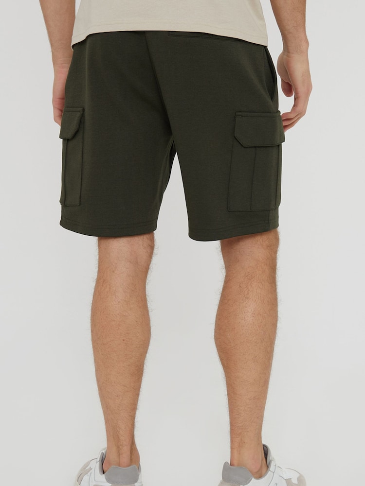 Threadbare Khaki Cargo Pocket Sweat Shorts - Image 2 of 4