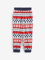 Red/Navy Blue Matching Family Kids Christmas Ho Ho Ho Fairisle Pattern 100% Cotton Pyjamas (9mths-16yrs) - Image 10 of 13