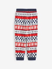 Red/Navy Blue Matching Family Kids Christmas Ho Ho Ho Fairisle Pattern 100% Cotton Pyjamas (9mths-16yrs) - Image 11 of 13