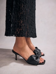 Black Tabitha Simmons Joelle Leather Bow Mules - Image 1 of 13