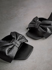 Black Tabitha Simmons Joelle Leather Bow Mules - Image 13 of 13