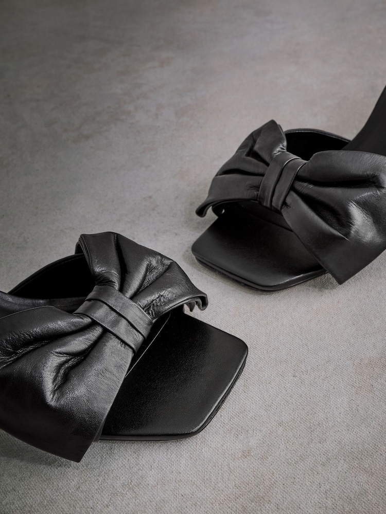 Black Tabitha Simmons Joelle Leather Bow Mules - Image 13 of 13