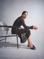 Black Tabitha Simmons Joelle Leather Bow Mules - Image 2 of 13