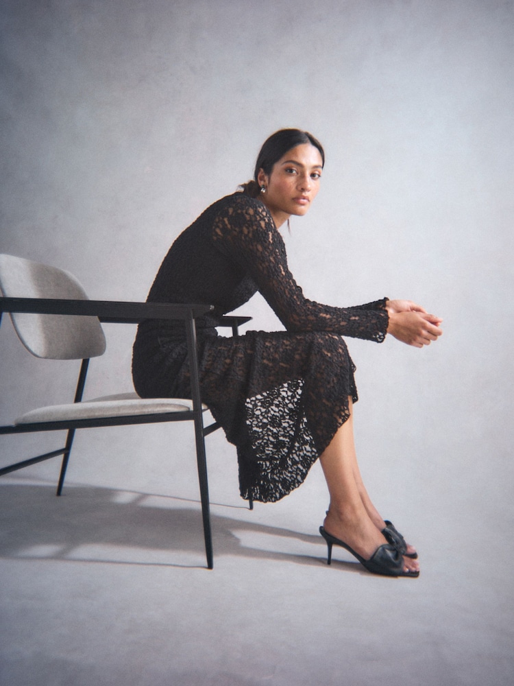 Black Tabitha Simmons Joelle Leather Bow Mules - Image 2 of 13