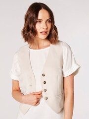 Apricot Natural Textured Tailored Waistcoat - Image 1 of 4