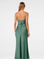 Forever New Green Mia Boat Neck Satin Maxi Dress - Image 2 of 4