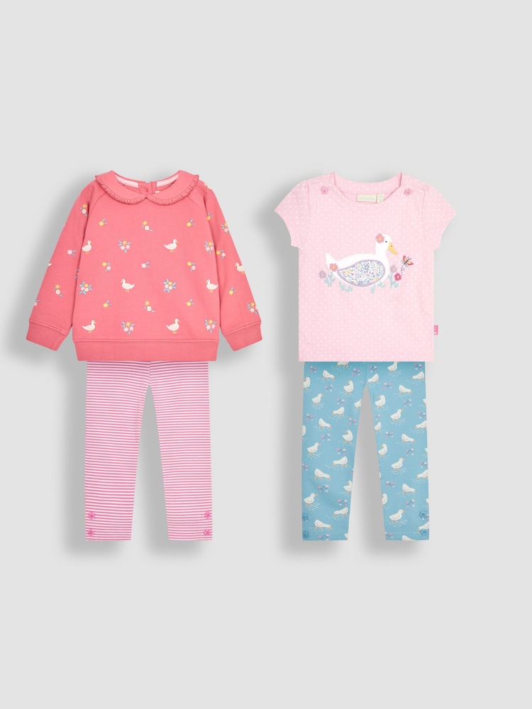 JoJo Maman Bébé Pink 4-Piece Duck Favourites Pack Set - Image 1 of 1