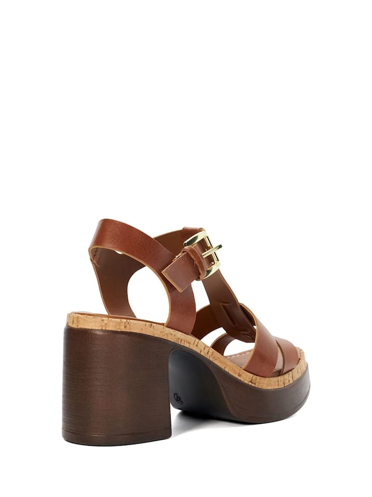 Dune London Brown Jungle T-Bar Gladiator Platform Sandals - Image 5 of 6