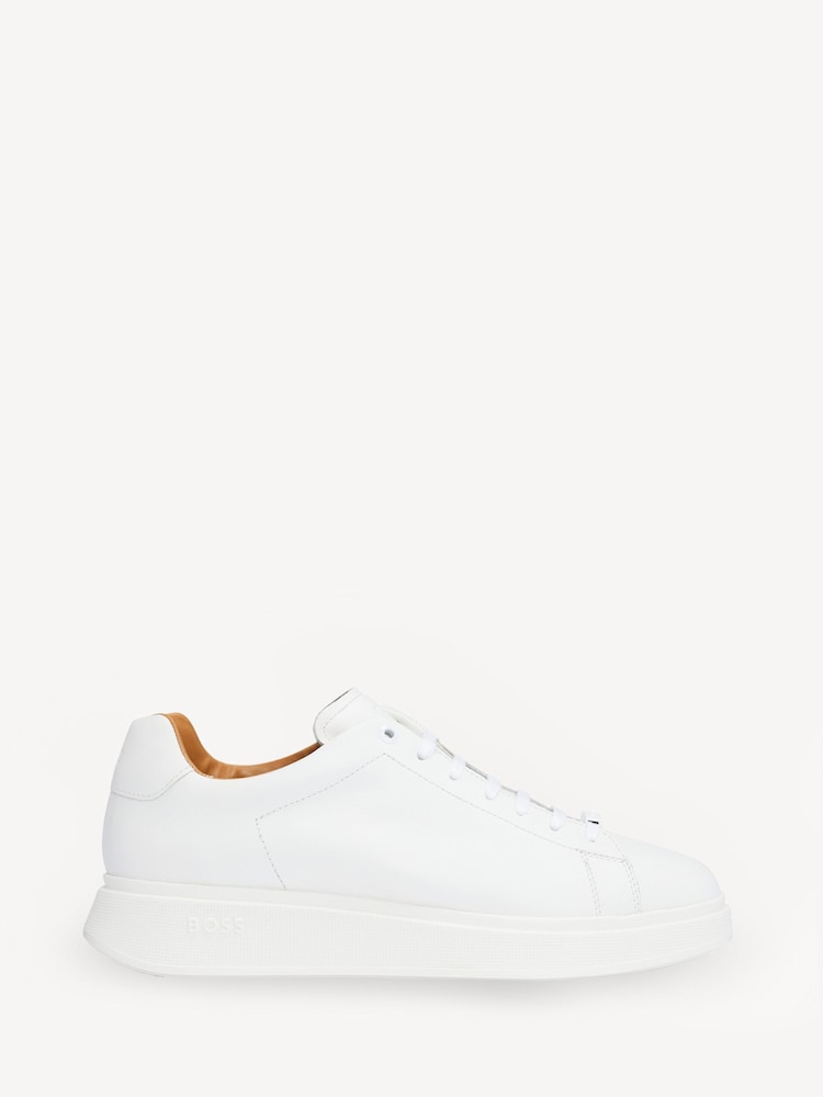 BOSS White Rubber Outsole Trainers in Leather - Image 1 of 8 BOSS White Rubber Outsole Trainers in Leather - Image 1 of 8