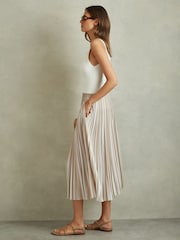 Reiss Lexie Plissierter Midirock mit Streifen - Bild 1 von 6