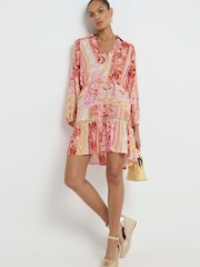 River Island Pink Coral Paisley Shirt Dress - Image 3 of 5