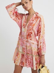 River Island Pink Coral Paisley Shirt Dress - Image 4 of 5