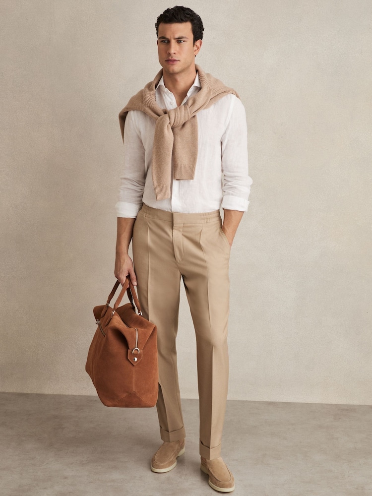 Soft Camel Brown - Pantalones holgados con cordón ajustable y dobladillo Brighton de Reiss - Imagen 1 de 6 Soft Camel Brown - Pantalones holgados con cordón ajustable y dobladillo Brighton de Reiss - Imagen 1 de 6