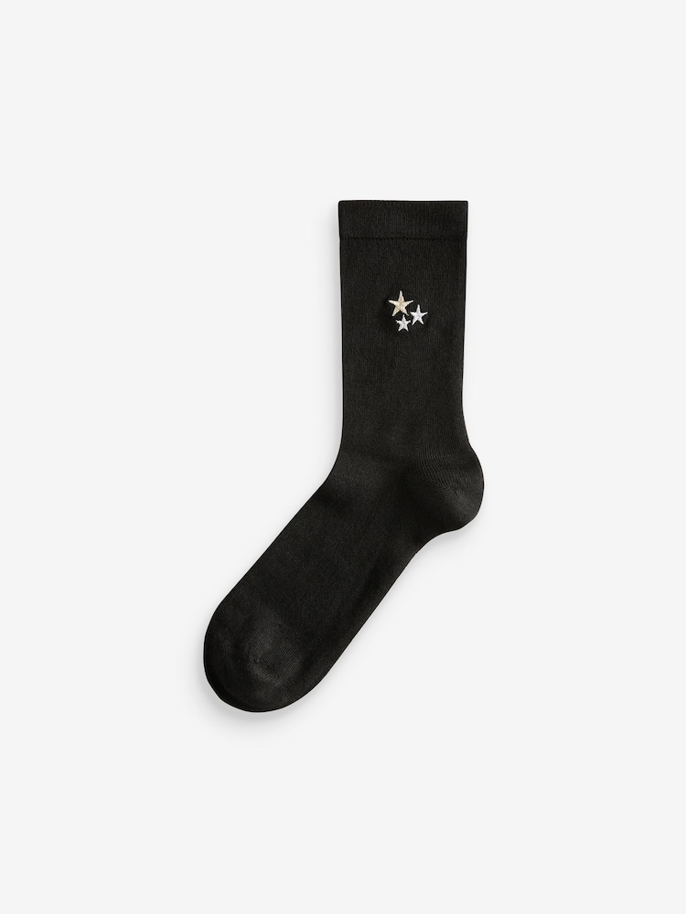 Sparkle Stars Embroidered Motif Ankle Socks 4 Pack - Image 2 of 2