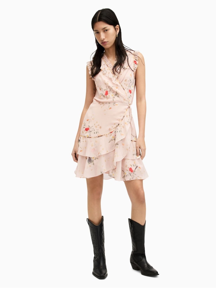 AllSaints Pink Ari Kora Dress - Image 4 of 7
