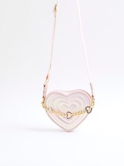 River Island Pink Girls Heart Chain Nylon Bag - Image 1 of 5