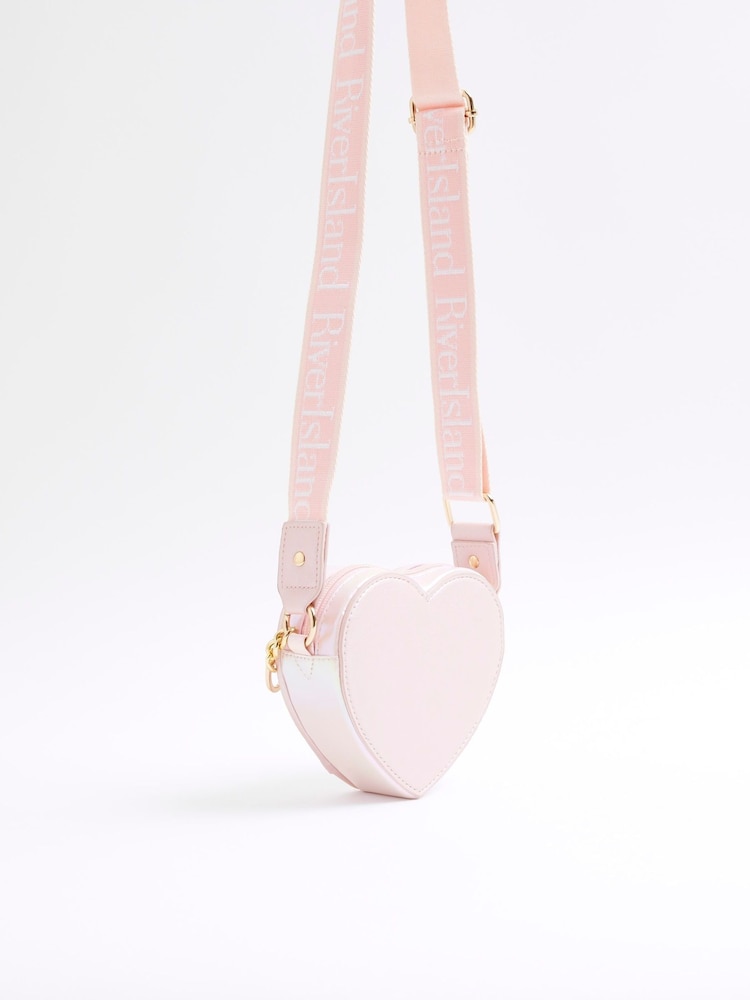 River Island Pink Girls Heart Chain Nylon Bag - Image 2 of 5