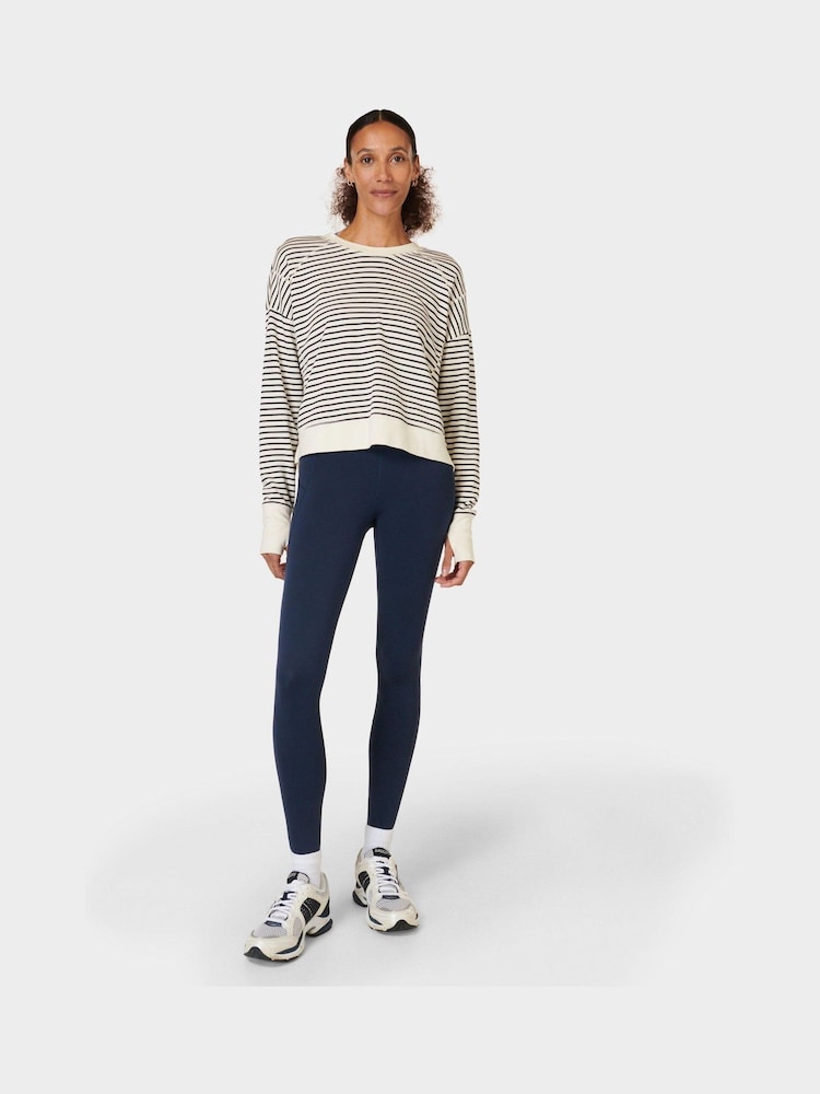 Lilienweiß-gestreift - Sweaty Betty After Class Crop-Sweatshirt - Image 3 of 8