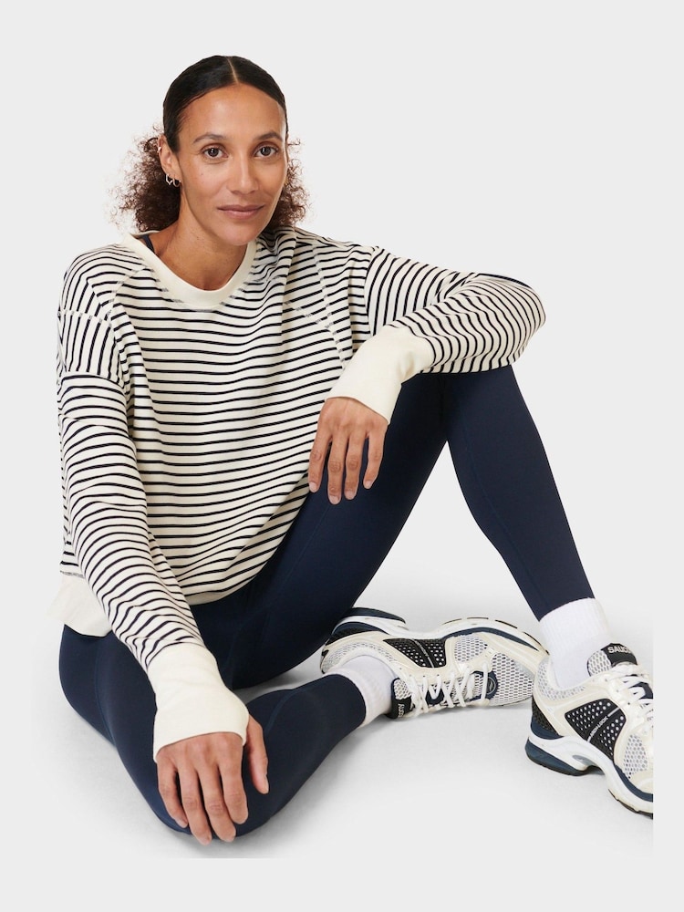 Lilienweiß-gestreift - Sweaty Betty After Class Crop-Sweatshirt - Image 4 of 8