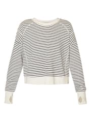 Sweaty Betty Lily White Stripe After Class Crop Sweatshirt - Image 8 of 8