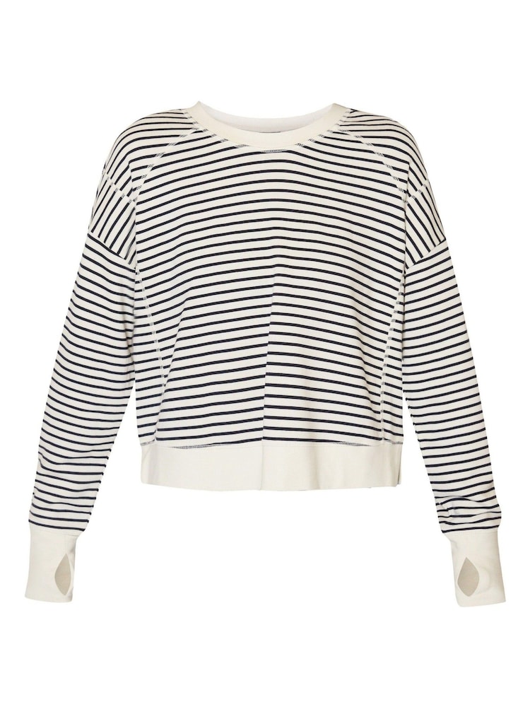 Sweaty Betty Lily White Stripe After Class Crop Sweatshirt - Image 8 of 8