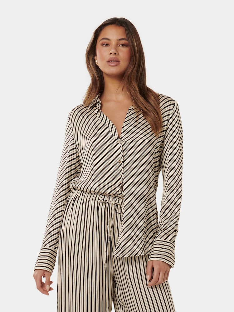 Forever New Black Harvey Notched Neck Satin Shirt - Image 2 of 5