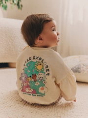 Cream/Lilac Purple Character Graphic Baby Long Sleeve Top & Joggers Set - Image 1 of 14