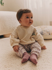 Cream/Lilac Purple Character Graphic Baby Long Sleeve Top & Joggers Set - Image 2 of 14