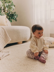 Cream/Lilac Purple Character Graphic Baby Long Sleeve Top & Joggers Set - Image 3 of 14