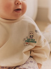 Cream/Lilac Purple Character Graphic Baby Long Sleeve Top & Joggers Set - Image 4 of 14