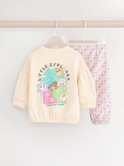 Cream/Lilac Purple Character Graphic Baby Long Sleeve Top & Joggers Set - Image 6 of 14