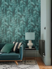 Graham & Brown Blue Norse Forrest Wallpaper Sample - Image 1 of 3
