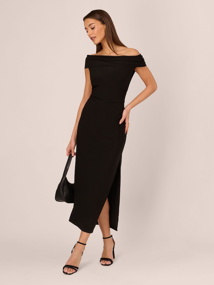stretch matte jersey elliptical cutout dress Stretch Matte Jersey Elliptical One-Shoulder Dress in BLACK