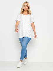 Yours Curve Black Broderie Swing Blouses 2 Pack - Image 4 of 5