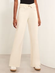 Lipsy Cream Petite Sweat Wide Leg Joggers - Image 1 of 4