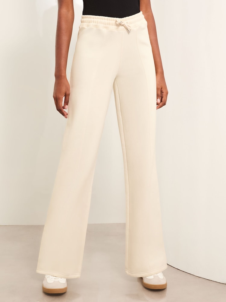 Lipsy Cream Petite Sweat Wide Leg Joggers - Image 1 of 4