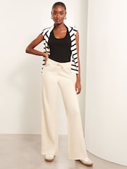 Lipsy Cream Petite Sweat Wide Leg Joggers - Image 3 of 4