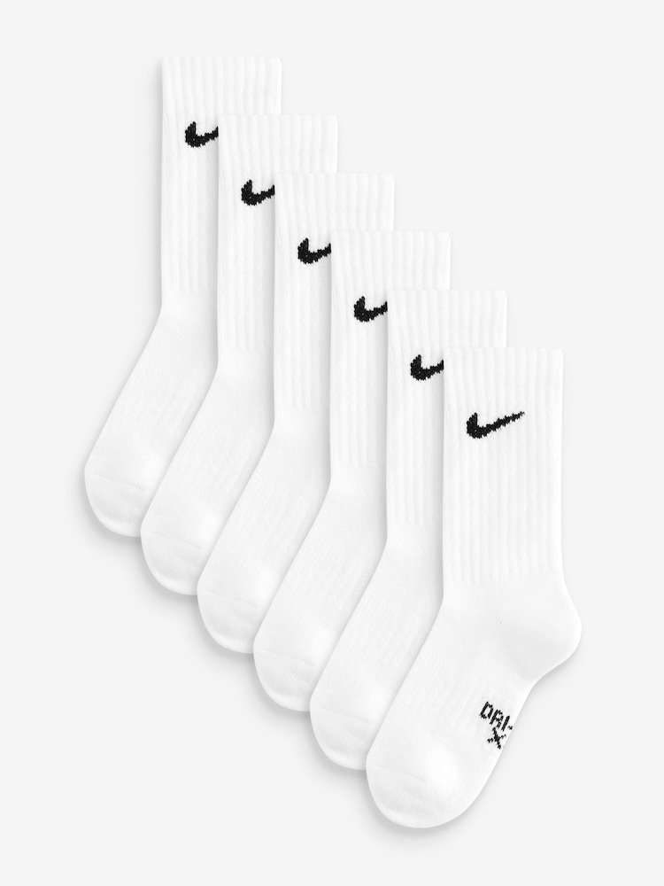 Nike White Little Kids Performance Crew Socks 6 Pack - Image 1 of 7