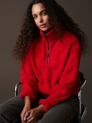 Red Teddy Borg Cosy Longline Quarter Zip Fleece - Image 1 of 7