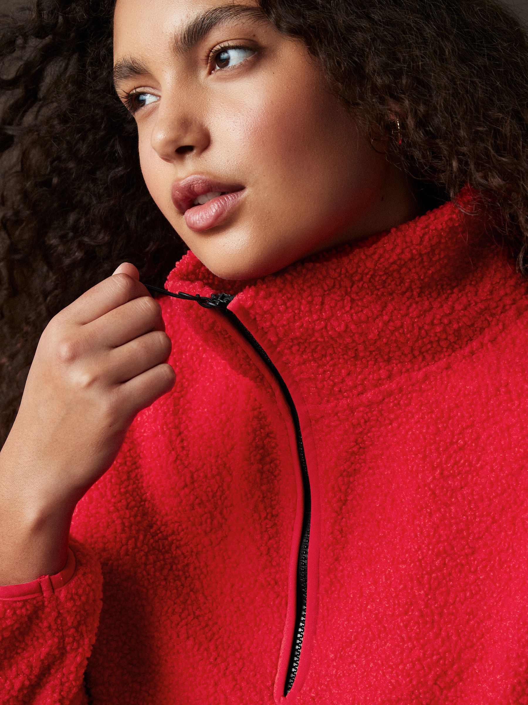 Buy Red Teddy Borg Cosy Longline Quarter Zip Fleece from Next USA