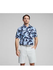 Puma x PALM TREE Blue CREW Mens Golf Polo Shirt - Image 1 of 6