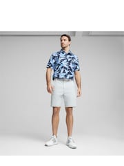 Puma x PALM TREE Blue CREW Mens Golf Polo Shirt - Image 3 of 6
