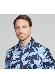 Puma x PALM TREE Blue CREW Mens Golf Polo Shirt - Image 4 of 6
