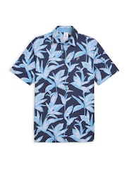 Puma x PALM TREE Blue CREW Mens Golf Polo Shirt - Image 5 of 6